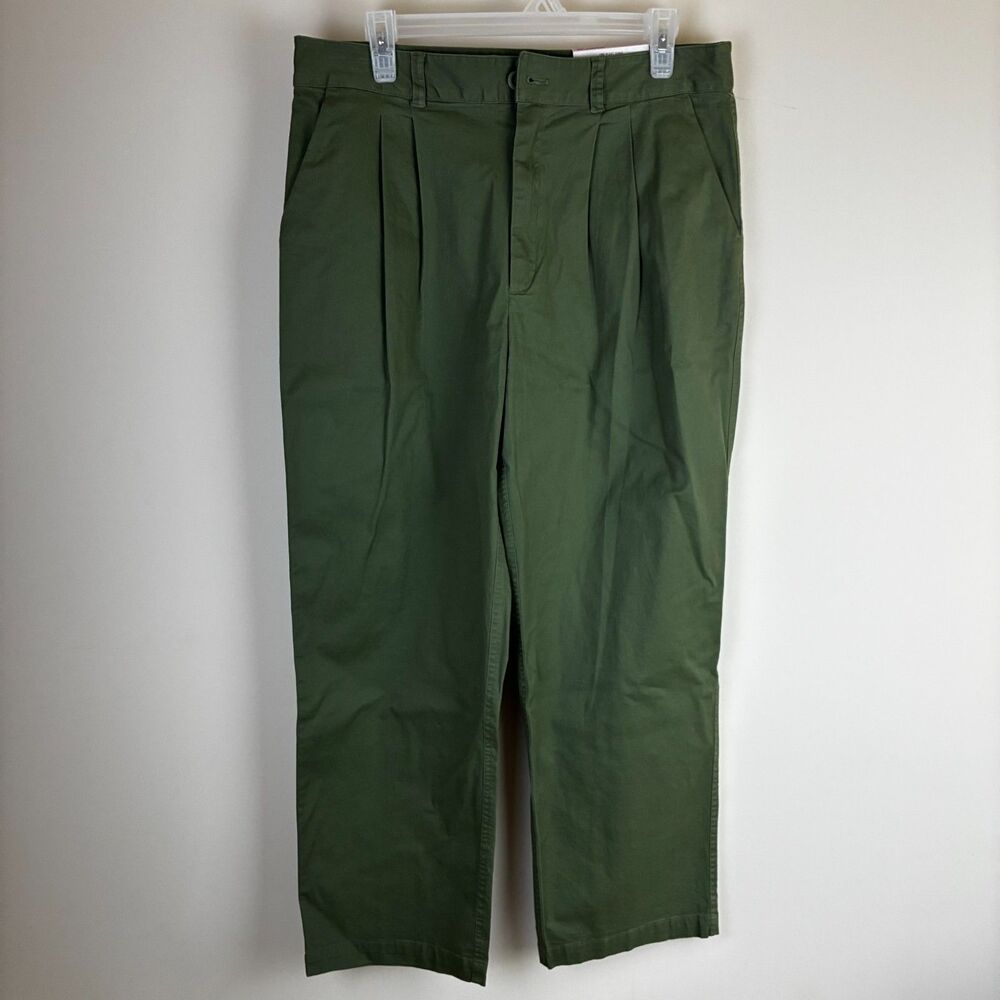 NWT On 34th Macy’s High-Rise Straight-Leg Ankle Pants Olive Green - Size 10